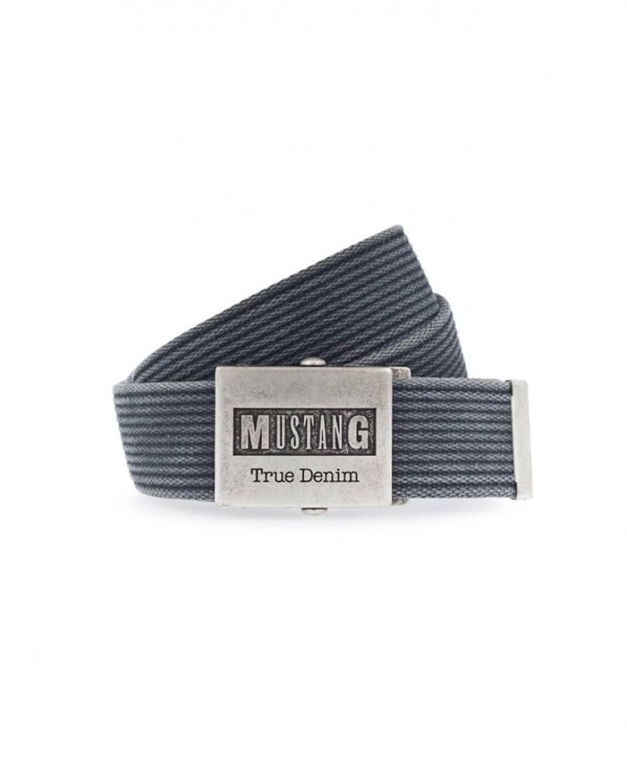 Herren Mustang Gurtel | Mustang Herrengurtel Woven In Anthracite Grey