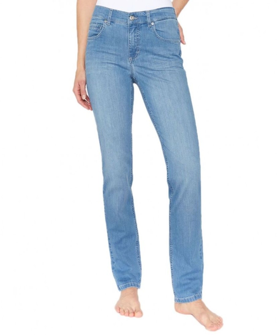 Damen Angels Regular | Angels Jeans Straight Fit In Hellblau Mit Crinkle-Effekt