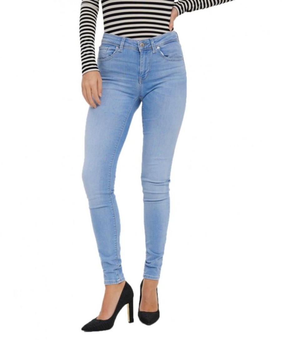 Damen Vero Moda Slim Fit | Vero Moda Lux Jeans Slim Fit In Hellblauer Waschung