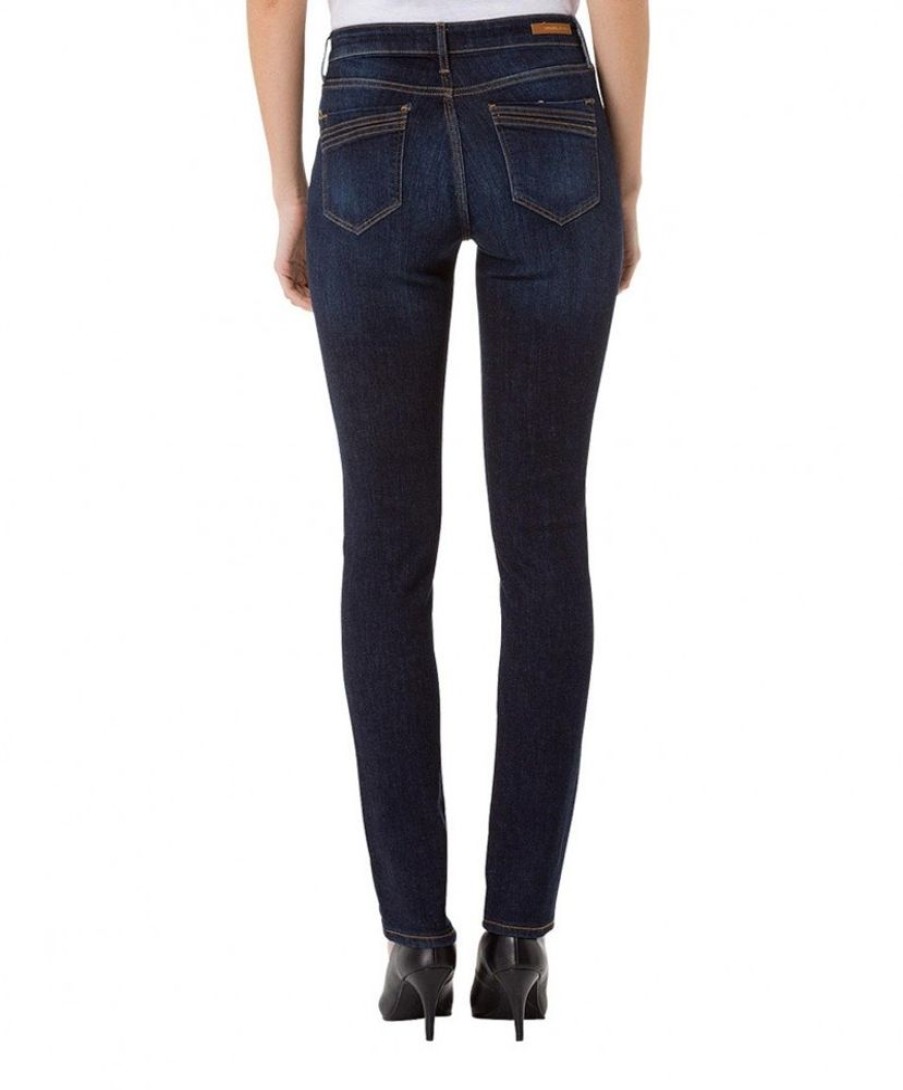 Damen Cross Slim Fit | Cross Anya - High Waisted Jeans In Dark Blue Used