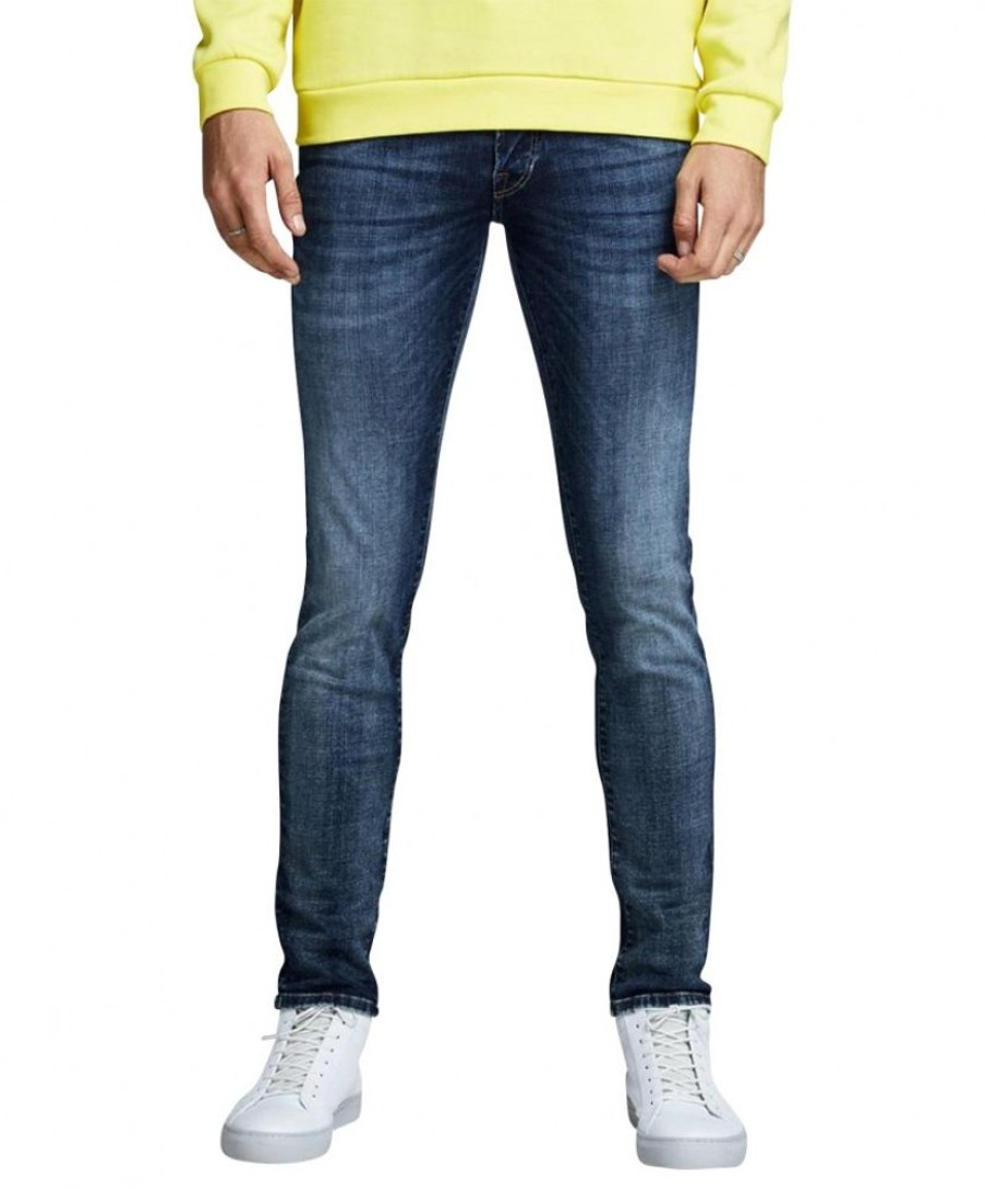 Herren Jack & Jones Slim Fit | Jack & Jones Jeans Slim Fit Glenn In Blauem Used-Look