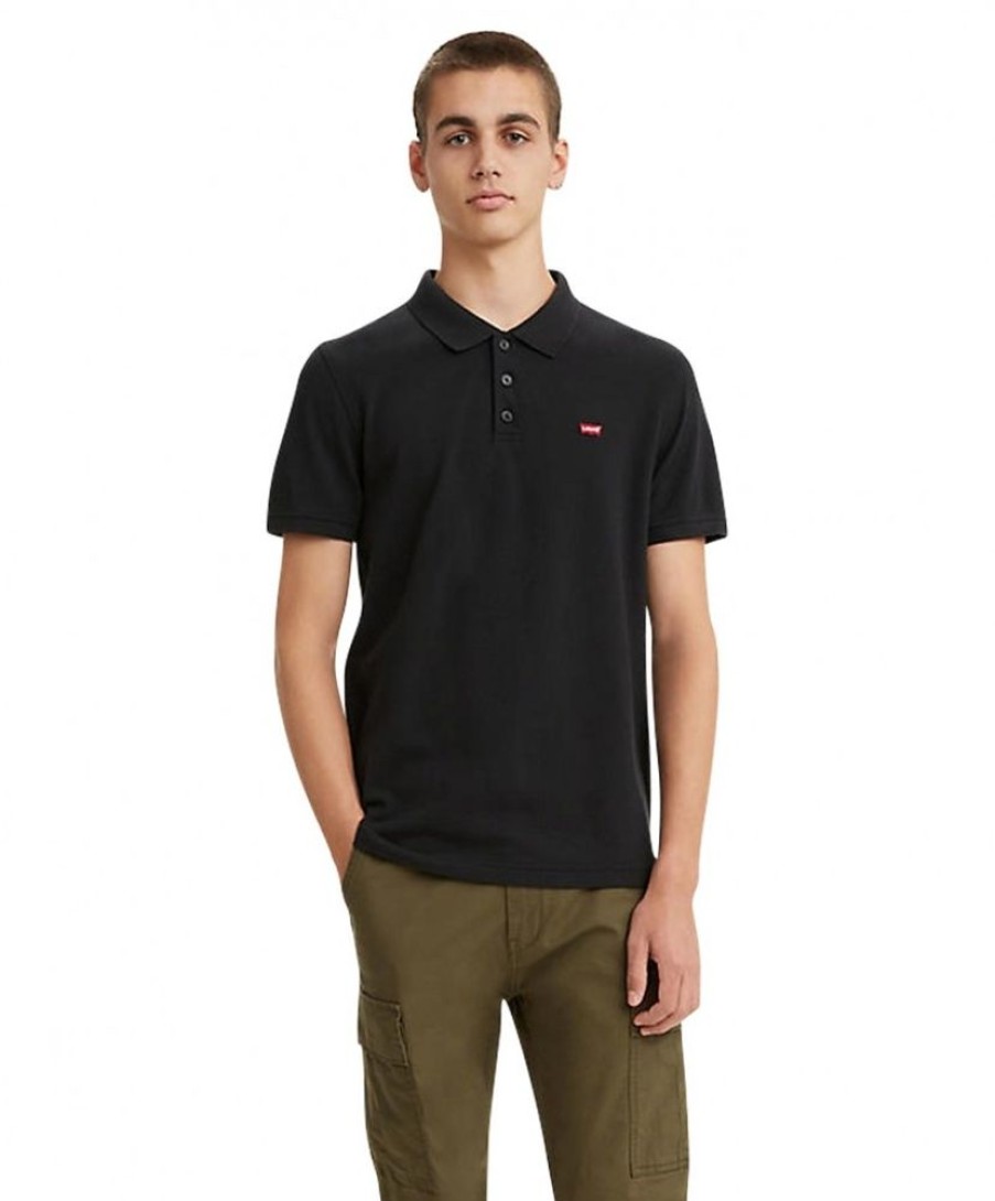 Herren Levis Shirts | Levi'S Poloshirt Housemark Polo In Schwarzer Pique-Qualitat