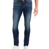 Herren Cross Tapered | Cross Jeans Tapered Jimi In Dark Blue Mit Crinkle Effekten