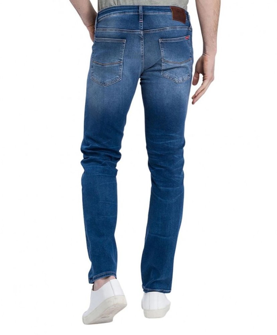 Herren Cross Slim Fit | Cross Jeans Slim Fit Damien Aus Mittelblauem X-Treme Flex Denim