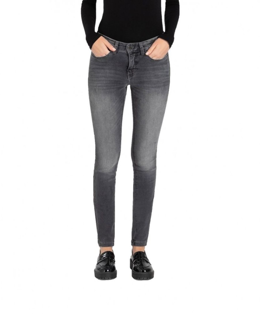 Damen MAC Skinny | Mac Dream Skinny Jeans Mit Chain Galloon In Dunkelgrau