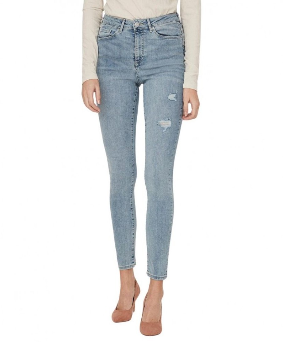 Damen Vero Moda Skinny | Vero Moda Sophia Jeans Mit High Waist Mit Destroyed Effekten