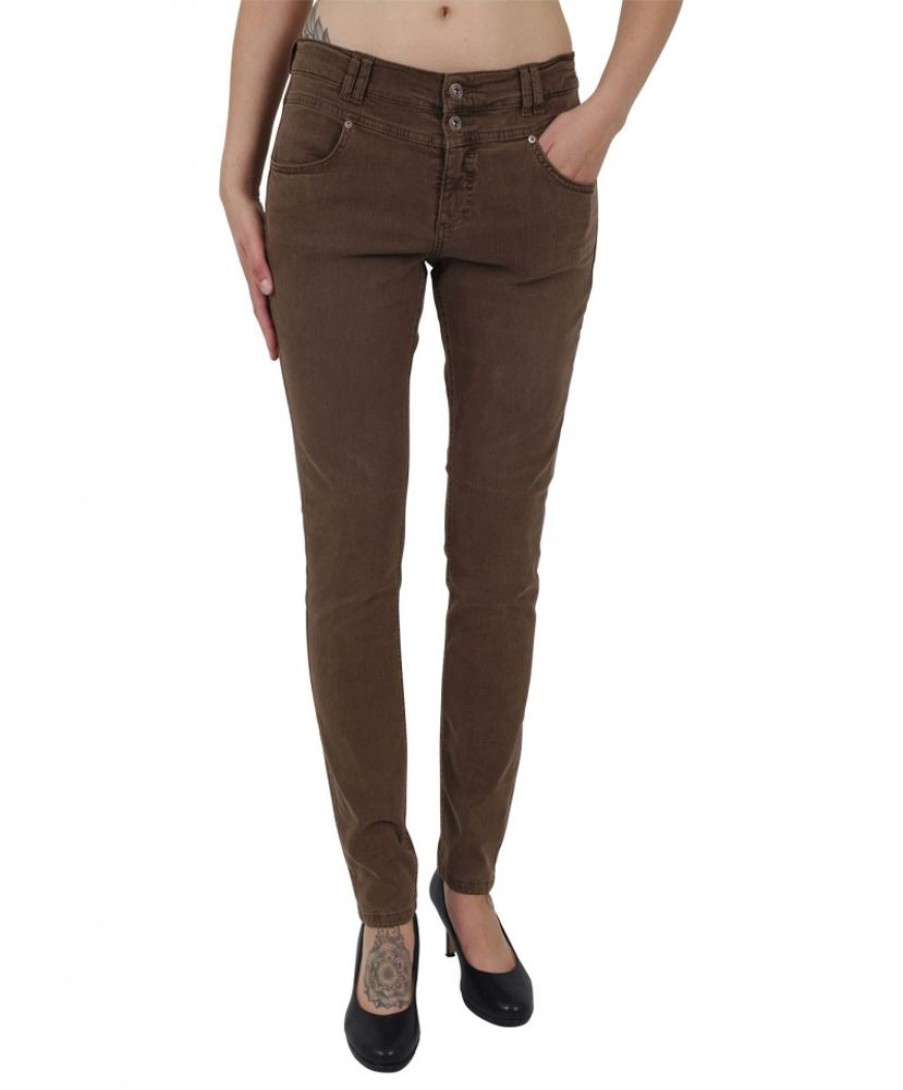 Damen Angels Skinny | Angels Jeans Skinny Button In Dunklem Brown Used