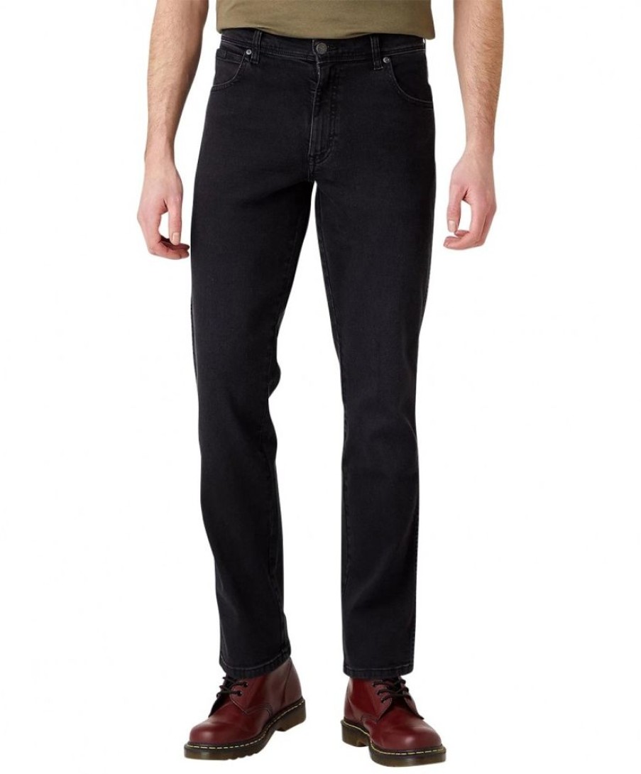 Herren Wrangler Slim Fit | Wrangler Jeans Slim Fit Texas Slim In Black Crow