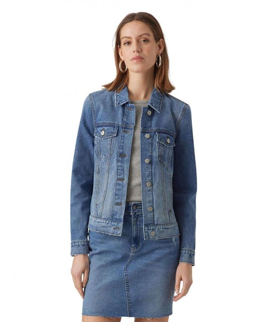 Damen Vero Moda Jacken | Vero Moda Jeansjacke Orica In Mittelblauer Waschung