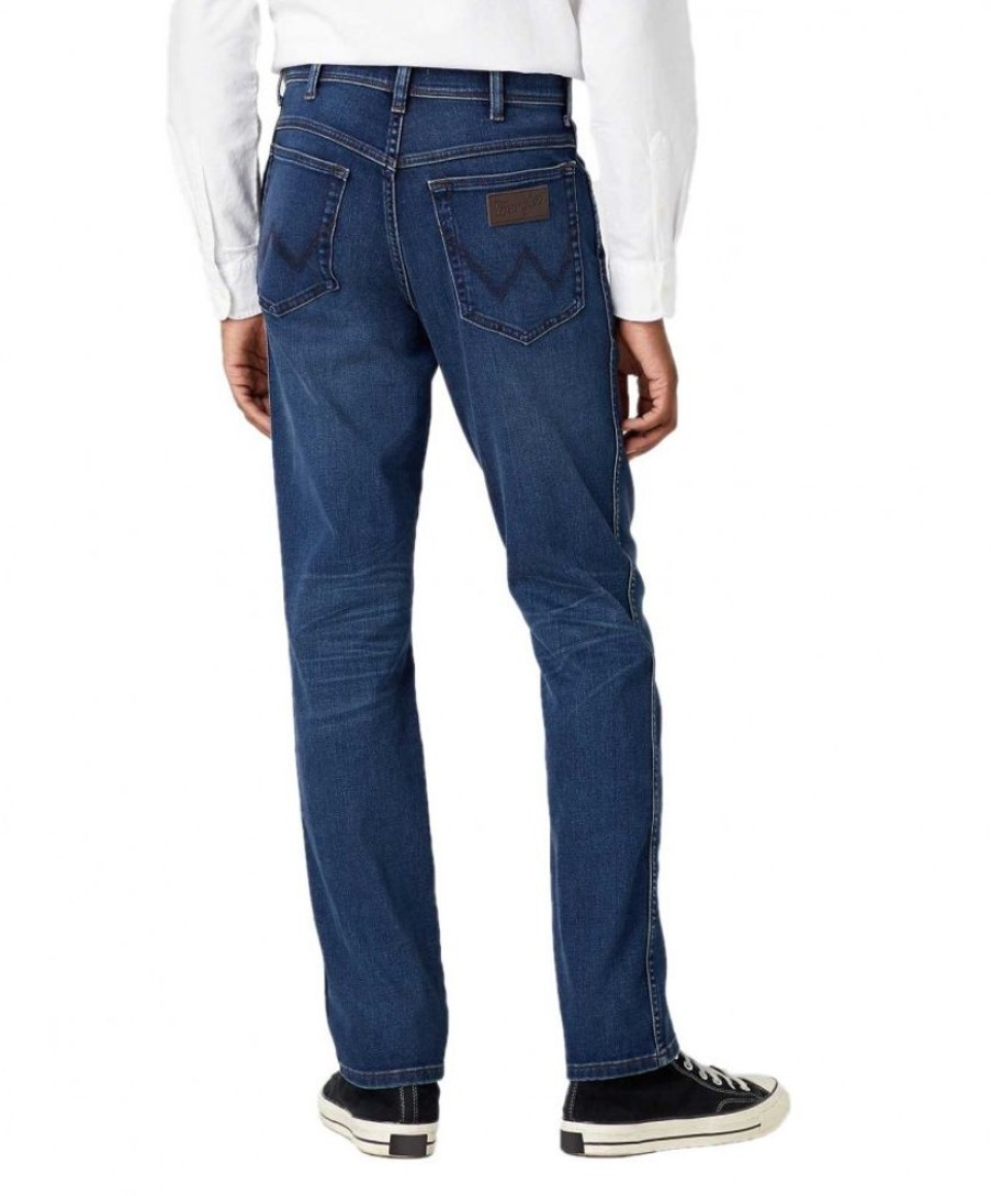 Herren Wrangler Slim Fit | Wrangler Texas Slim Jeans Aus Blauem Stretch-Denim