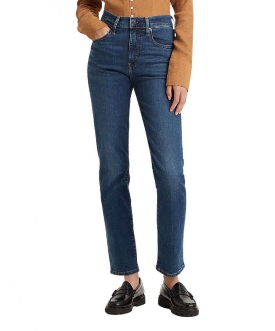 Damen Levis Slim Fit | Levis 724 Jeans Mit Hohem Bund In Dunkelblau