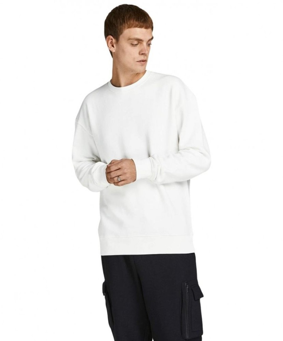 Herren Jack & Jones Pullover | Jack & Jones Pullover Aus Sweat-Material In Weis