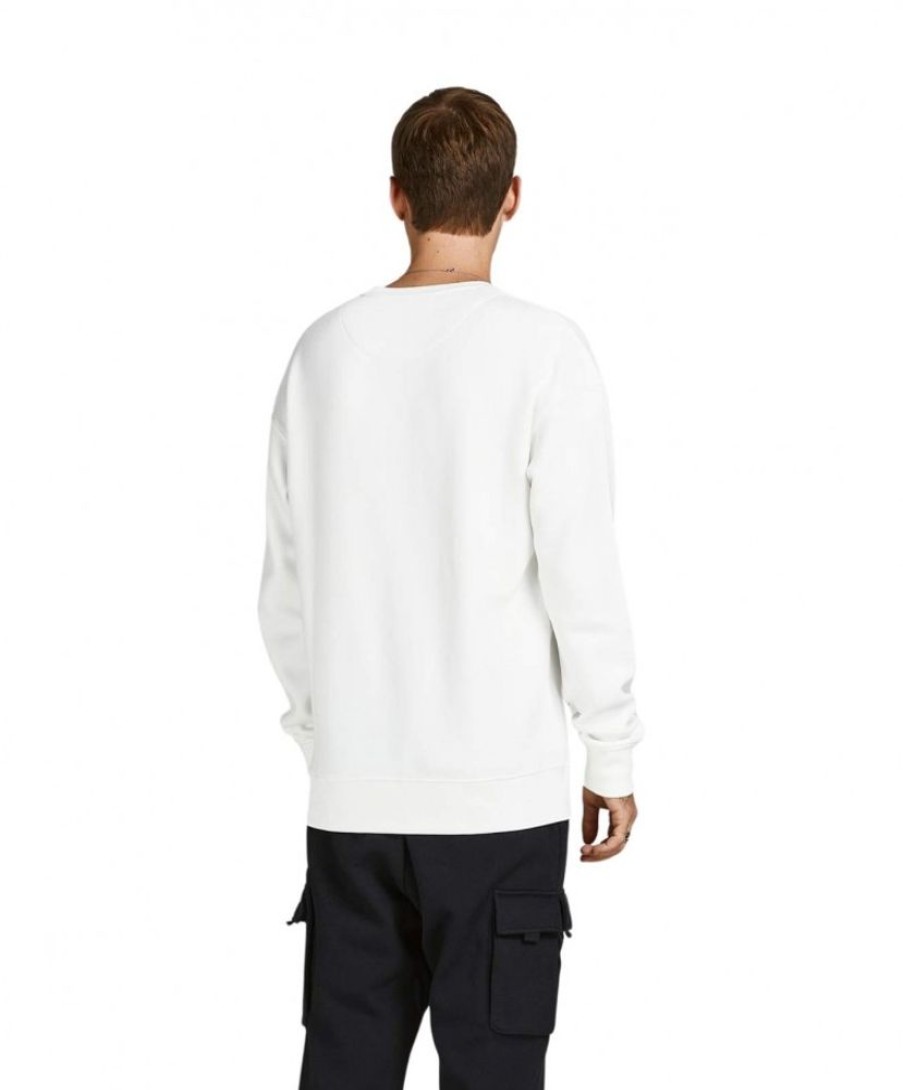 Herren Jack & Jones Pullover | Jack & Jones Pullover Aus Sweat-Material In Weis