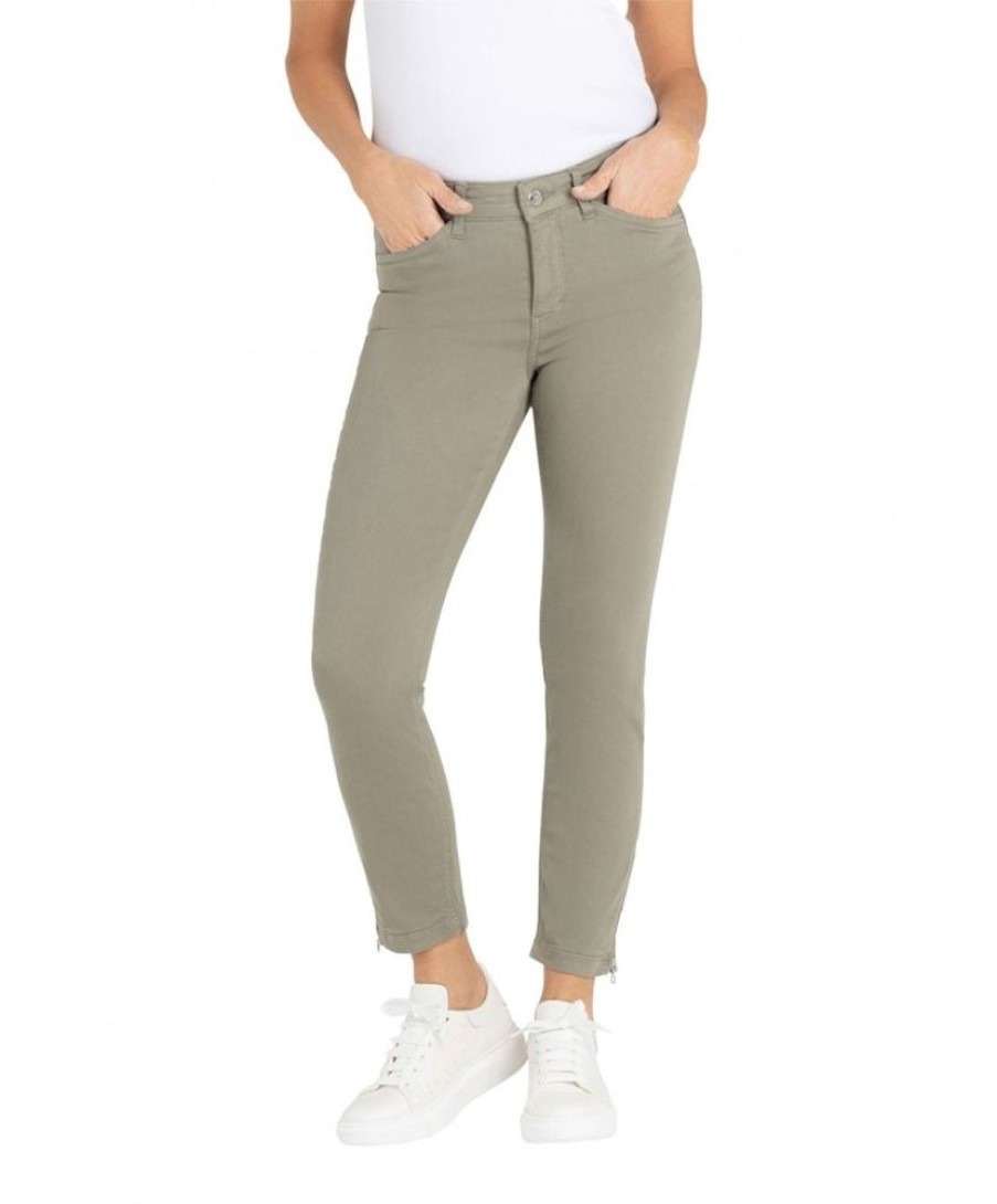 Damen MAC Slim Fit | Mac Jeans Dream Chic Mit Ankle-Lange In Hellem Oliv