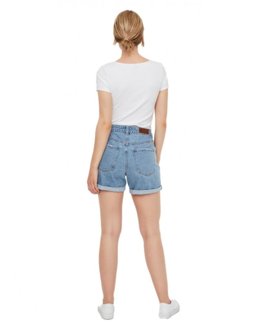 Damen Vero Moda Shorts | Vero Moda High Waisted Jeansshorts Ninetten In Hellblau