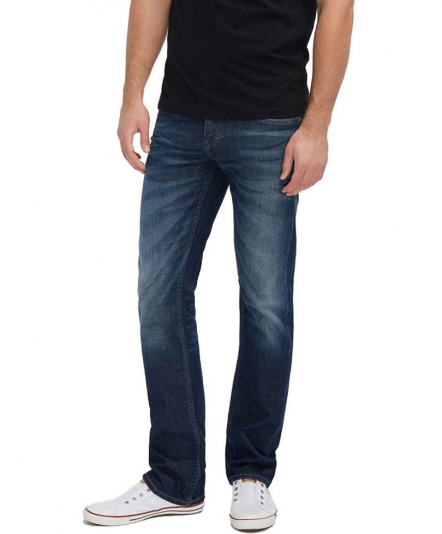 Herren Mustang Straight Leg | Mustang Straight Jeans Oregon In Dark Rinse Used