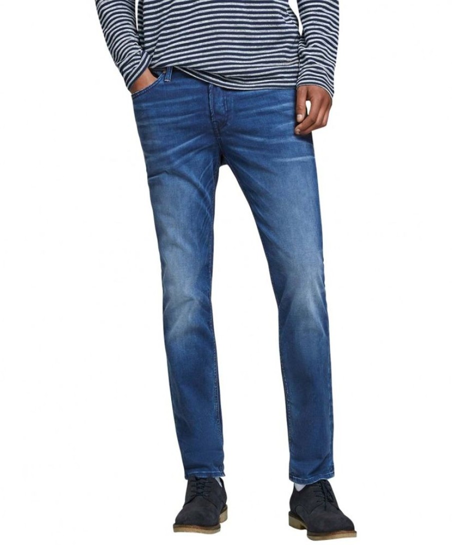 Herren Jack & Jones Slim Fit | Jack & Jones Slim Straight Jeans Tim In Marineblau