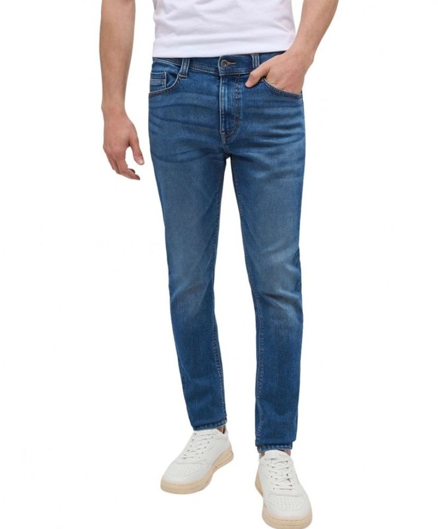 Herren Mustang Tapered | Mustang Oregon Slim K Jeans In Mittelblauer Waschung