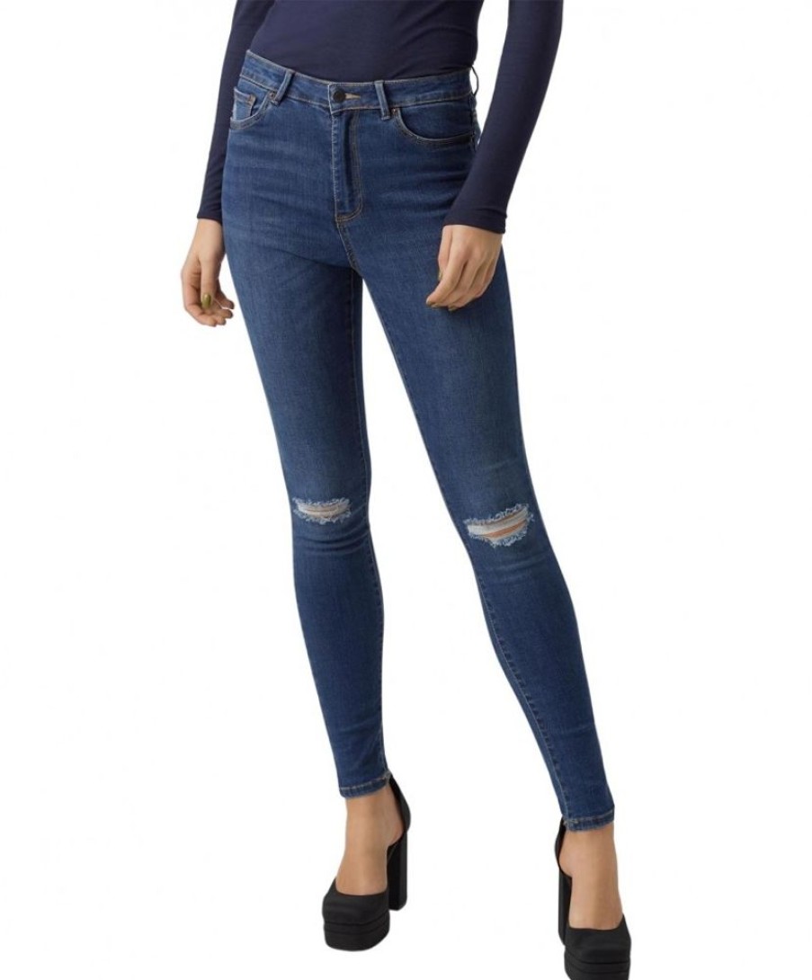 Damen Vero Moda Skinny | Vero Moda Jeans Skinny Sophia Mit High Waist In Used-Look