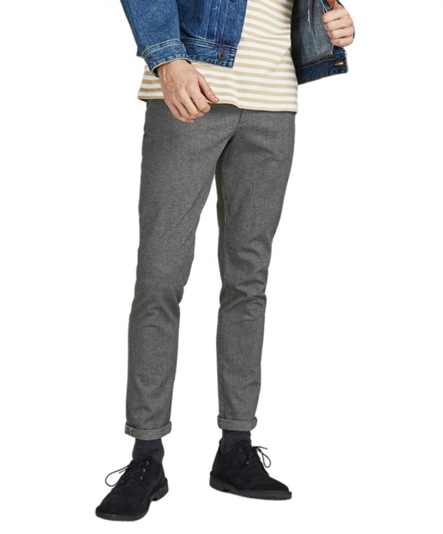 Herren Jack & Jones Chinohosen | Jack & Jones Marco Chinohose Mit Slim Fit In Grau