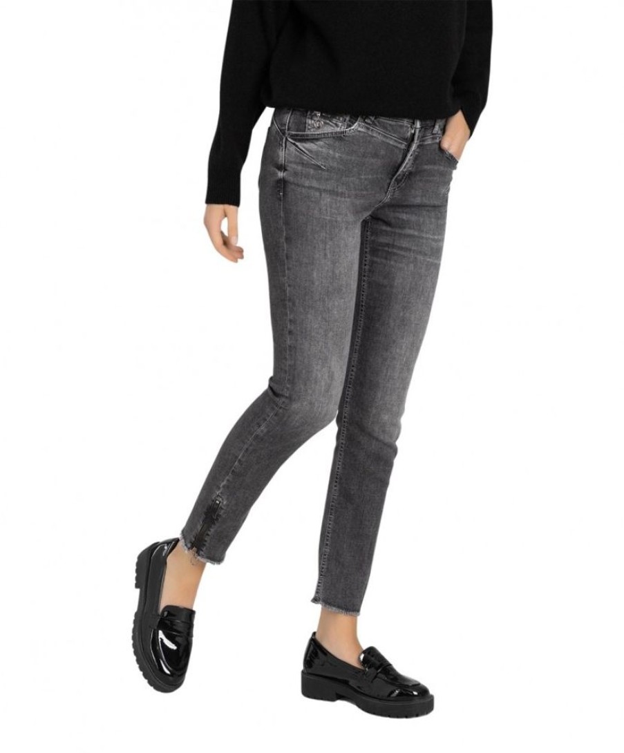 Damen MAC Slim Fit | Mac Rich Slim Chic Jeans In Dunkler Anthrazite Verwaschung