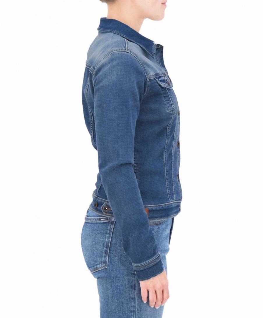 Damen Garcia Jacken | Garcia Jeansjacke Slim Sofia In Mittelblauem Vinatage-Look