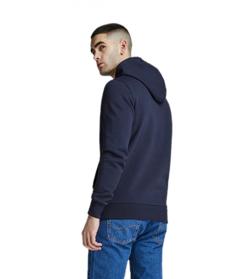 Herren Jack & Jones Pullover | Jack & Jones Logo Sweatshirt Mit Kapuze In Navy Blazer