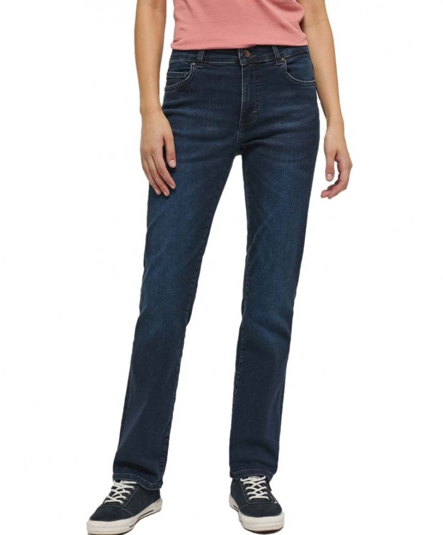 Damen Mustang Straight Leg | Mustang Crosby Relaxed Straight Jeans In Blauschwarz