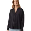 Damen Vero Moda Blusen | Vero Moda Hemdbluse Queeny Oversize In Schwarz