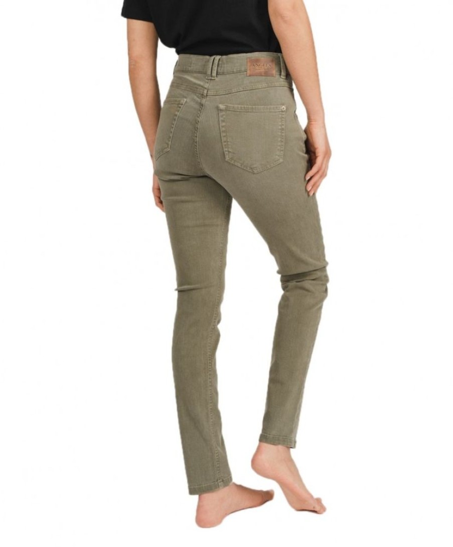 Damen Angels Skinny | Angels Jeans Skinny Button Authentic Cotton In Dark Khaki