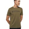 Herren Mustang Shirts | Mustang Print Shirt Mit Grosen Schriftzug In Olive