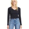 Damen Levis Shirts | Levi‘S Langarmshirt Baby Tee Mit V-Neck In Schwarz