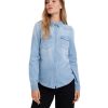 Damen Vero Moda Blusen | Vero Moda Jeansbluse Maria Im Slim Fit Aus Hellblauem Denim