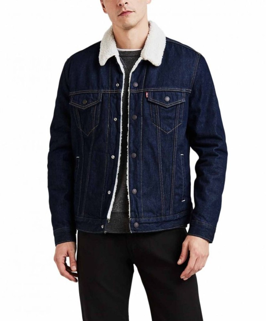 Herren Levis Jacken | Levi'S Jeansjacke In Indigoblau Und Sherpa Futter