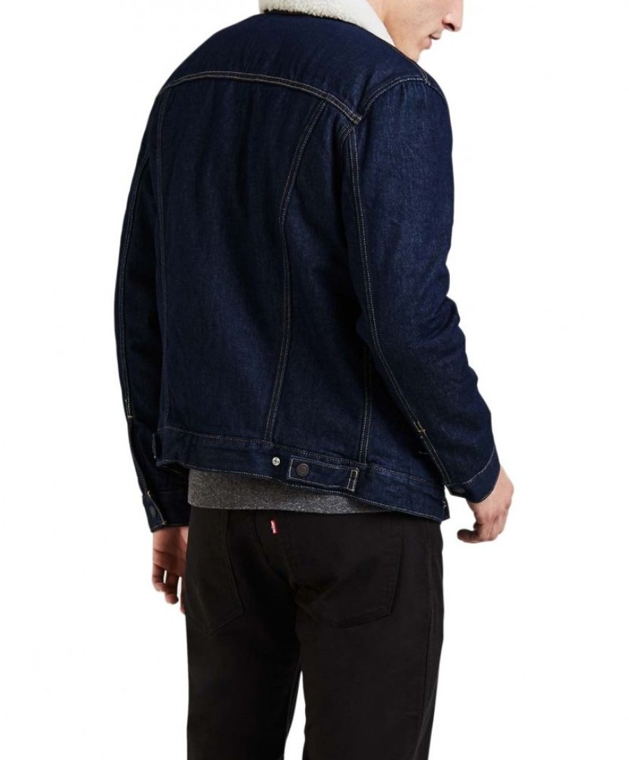 Herren Levis Jacken | Levi'S Jeansjacke In Indigoblau Und Sherpa Futter