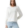 Damen Vero Moda Shirts | Vero Moda Langarmshirt Kelly Mit Ballonarmel In Weis