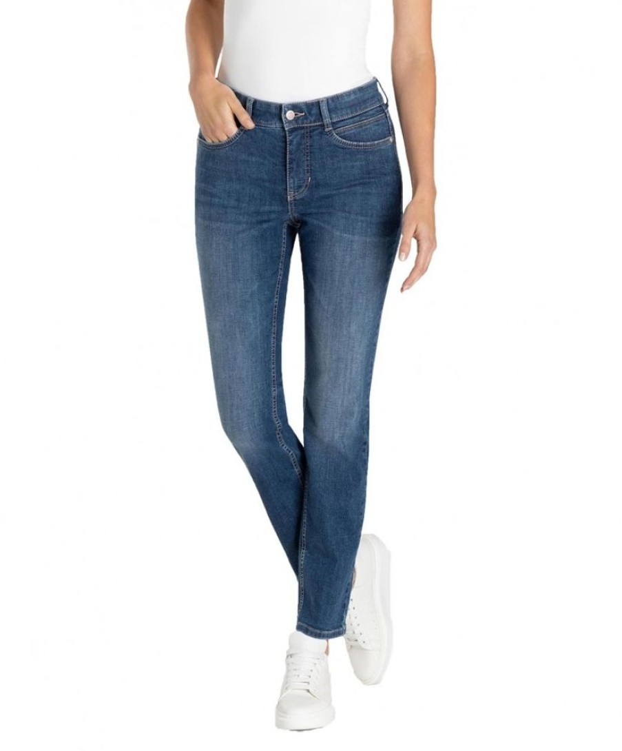 Damen MAC Slim Fit | Mac Jeans Slim Fit Angela In Trendiger Simple Waschung