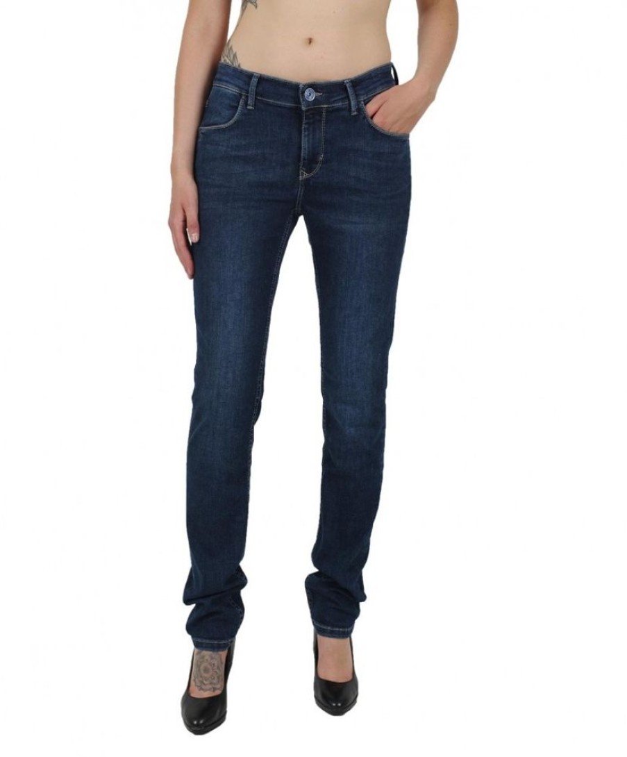 Damen Pioneer Regular | Pioneer Jeans Straight Sally Im Dunkelblauen Used-Look