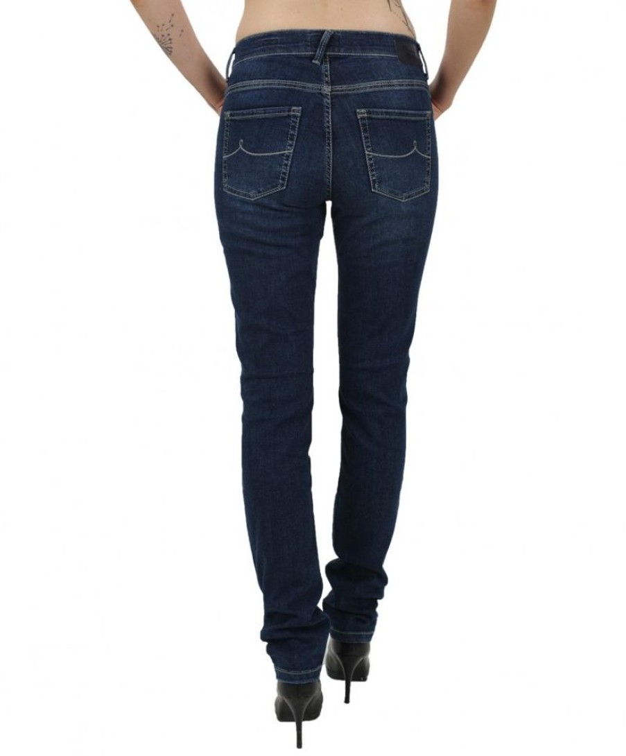 Damen Pioneer Regular | Pioneer Jeans Straight Sally Im Dunkelblauen Used-Look