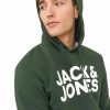 Herren Jack & Jones Pullover | Jack & Jones Kapuzensweatshirt Mit Logo-Brustprint In Grun