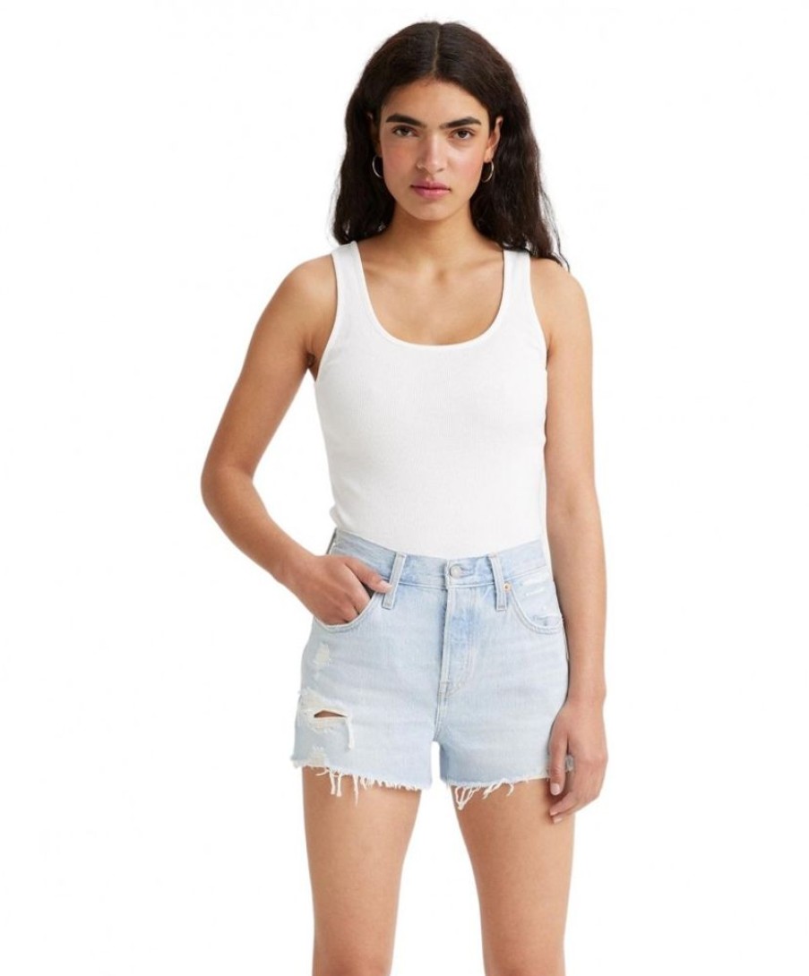 Damen Levis Shirts | Levis Tank Top Rib Mit U-Boot Ausschnitt In Weis