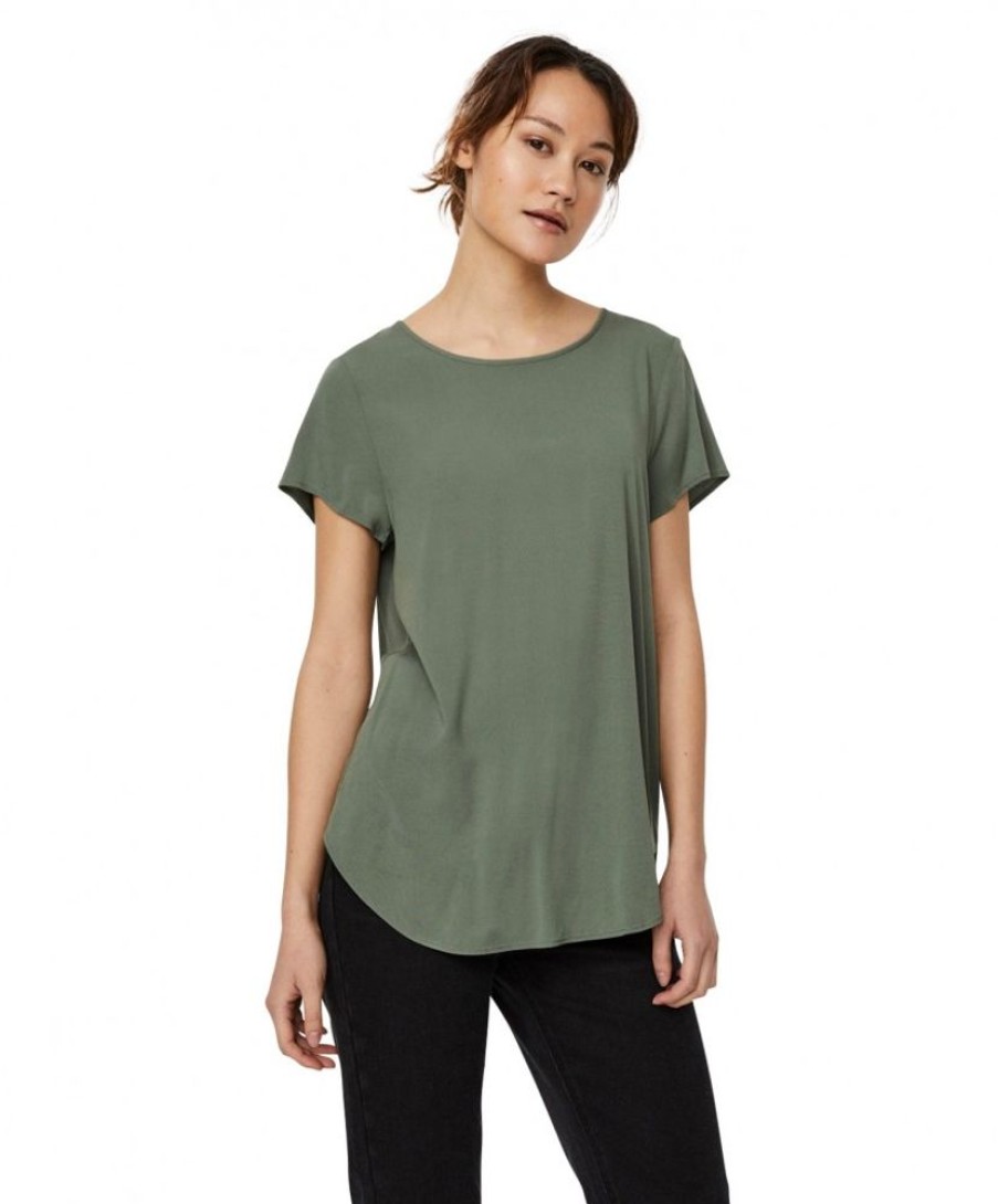 Damen Vero Moda Shirts | Vero Moda Blusenshirt Becca Plain In Grunem Laurel