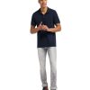 Herren Mustang Shirts | Mustang Herren Polohemd Aus Purer Blauer Baumwolle