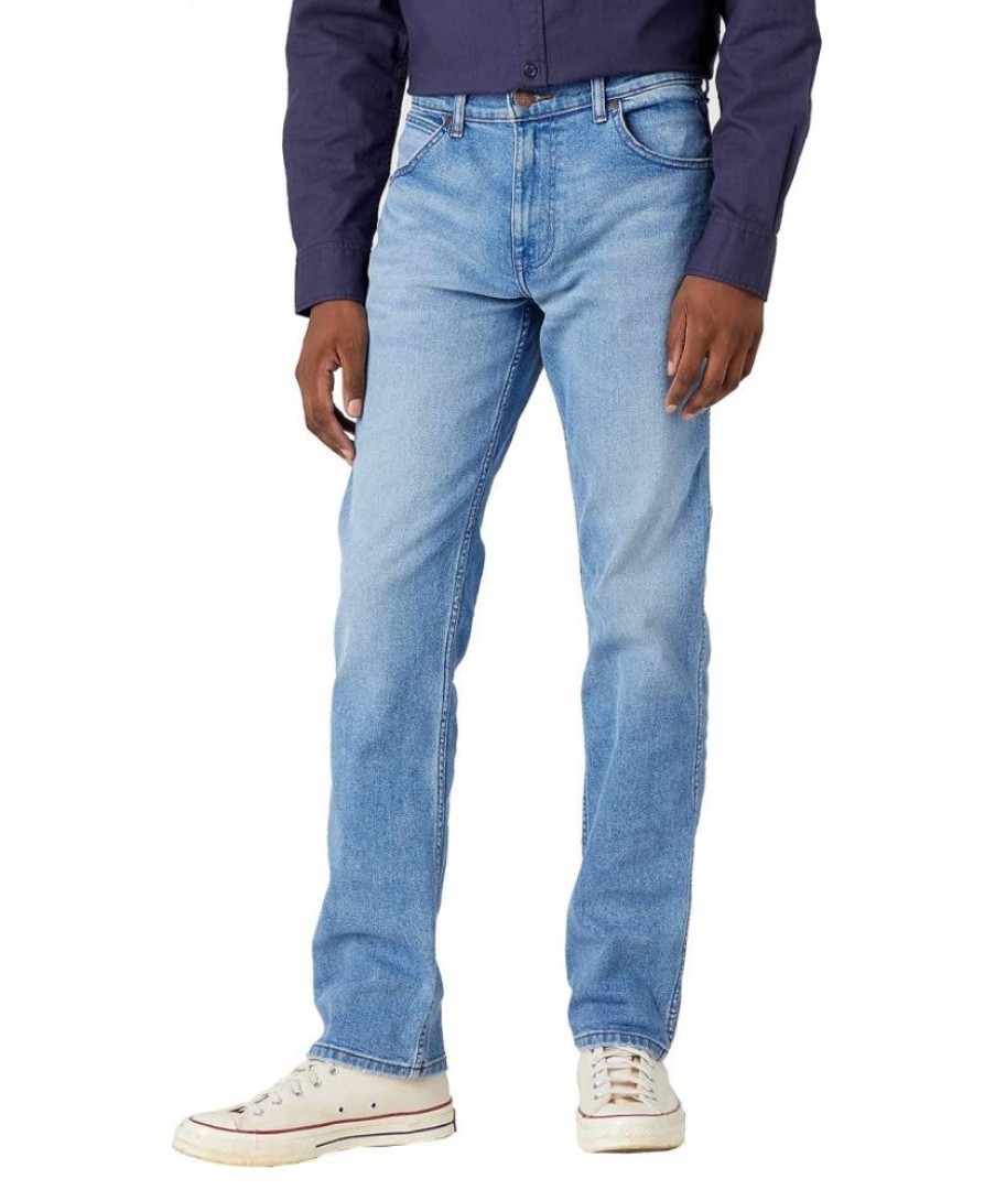 Herren Wrangler Regular Fit | Wrangler Greensboro Jeans Straight Fit In Hellblau