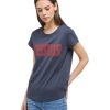 Damen Mustang Shirts | Mustang Jersey T-Shirt Alina Mit Logo Schriftzug