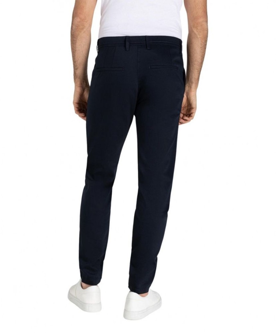 Herren MAC Chinohosen | Mac Griffin Tapered Fit Hose In Dunkelblau Mit Zipper Am Saum