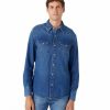 Herren Wrangler Hemden | Wrangler Westernhemd Im Denim Used Look