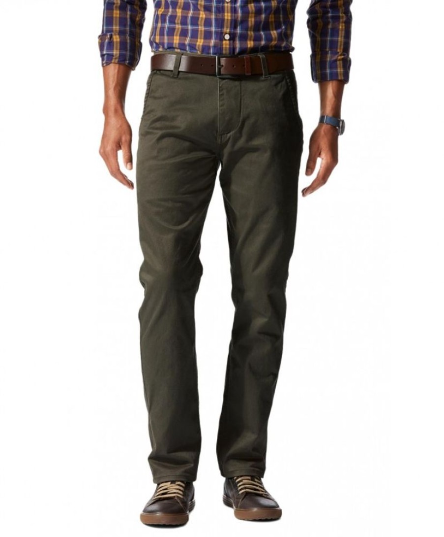 Herren Dockers Stoffhosen | Dockers Hose Alpha Slim Tarped In Grunem Olive | Jeans-Meile.De