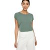 Damen Vero Moda Shirts | Vero Moda Rundhalsshirt Ava In Grun Mit Flugelarmeln