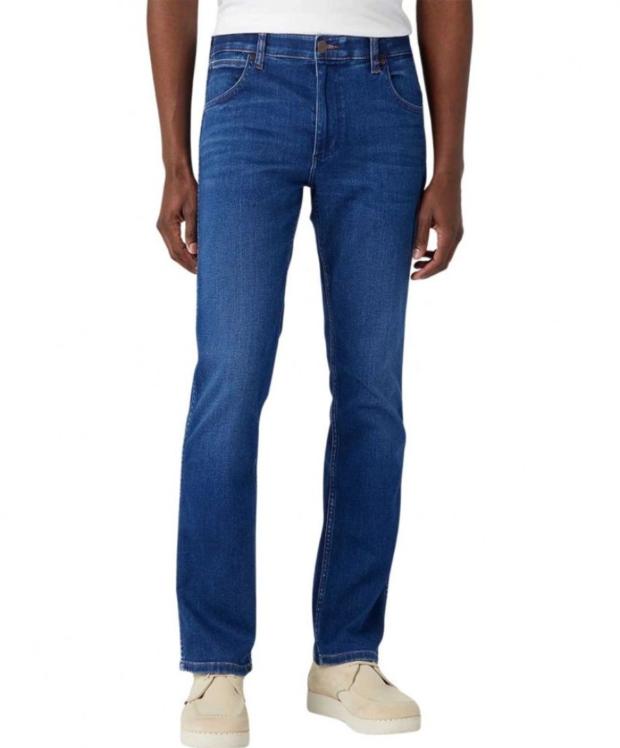 Herren Wrangler Stretch Jeans | Wrangler Greensboro Jeans In Blauem High-Stretch-Denim